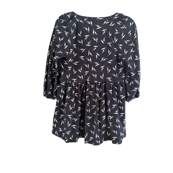 Women's Maeve by Anthropologie Navy Beige Leaf Print Blouse S - Picture 3 of 9